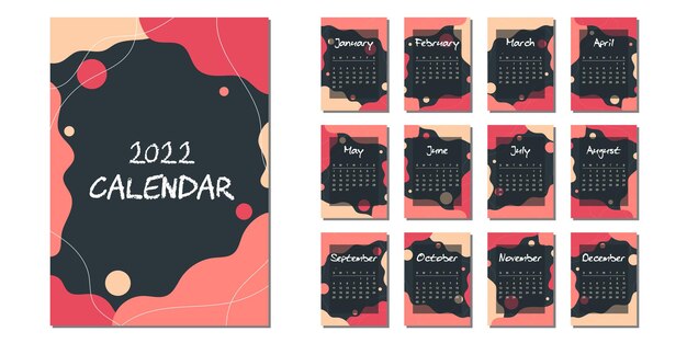 Calendario del nuovo anno 2022 in stile astratto
