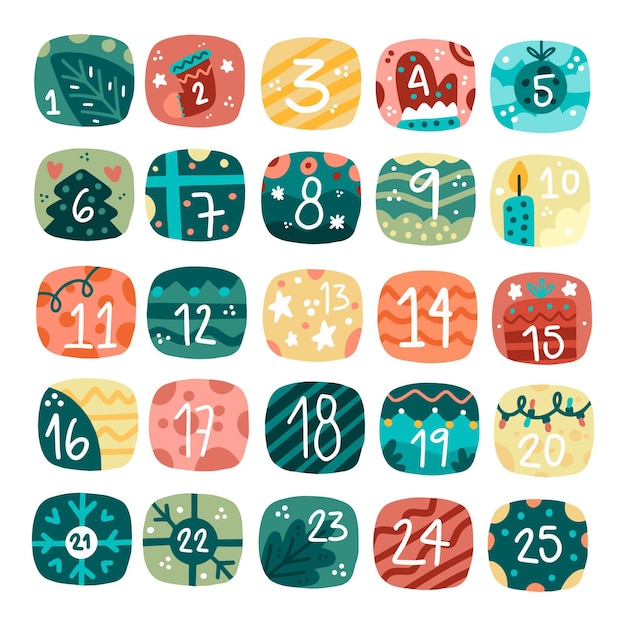 Calendario dell'avvento disegnato a mano