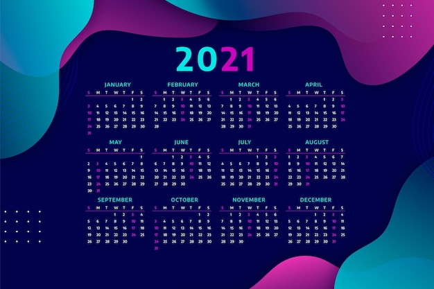 Calendario realista del nuovo anno 2021