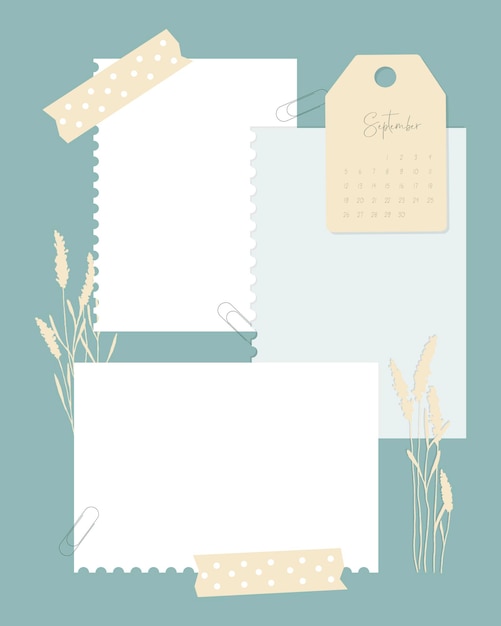 Calendario settembre 2022 modello per note promemoria per fare la lista, scrapbooking, lavanda, vintage.