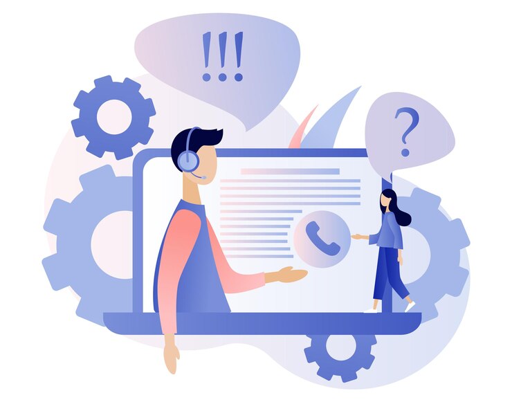 Call center piatto in stile cartone animato illustrazione vettoriale