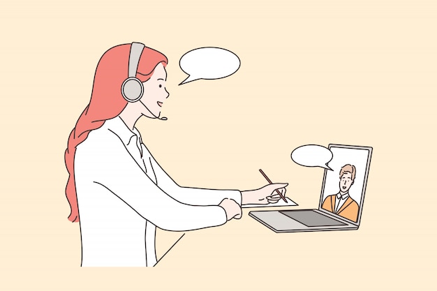 Call center, supporto, affari, aiuto, concetto di comunicazione