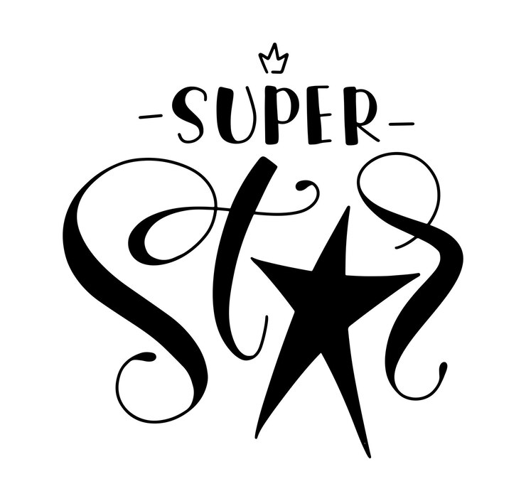 Calligrafia super star per stampe e poster di inviti e biglietti di auguri