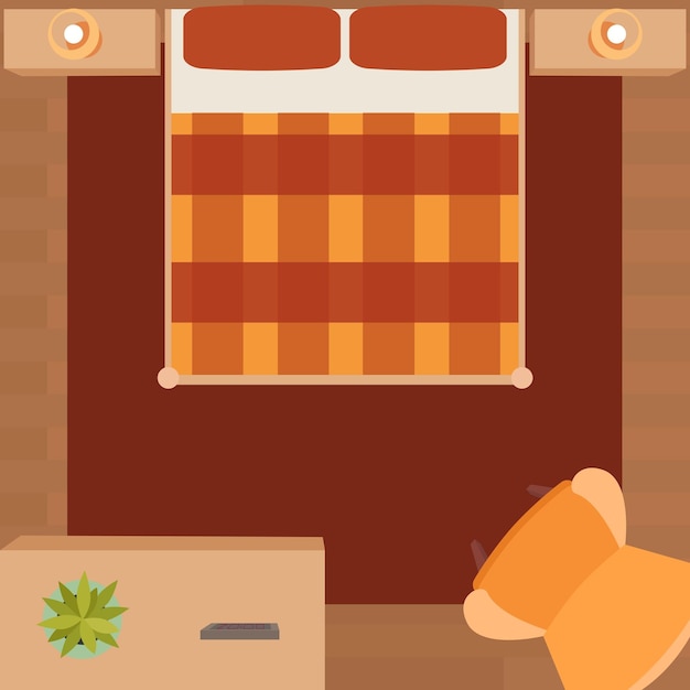 Camere d'illustrazione piatte con mobili