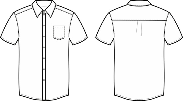 Camicia da uomo Fronte e retro Fashion CAD Vector illustration