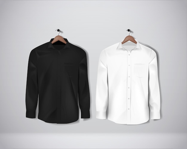 Camicia formale di colore bianco e nero Camicia elegante bianca con bottoni