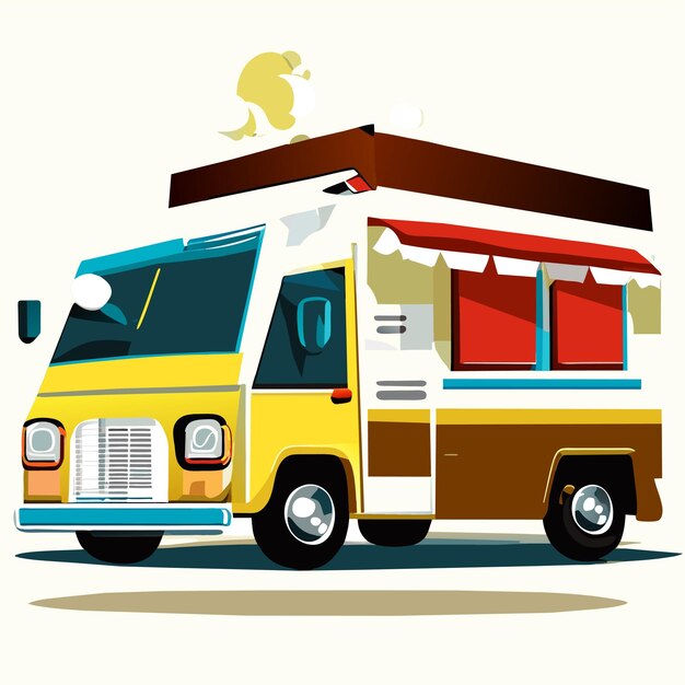camion di cibo di strada isolati su sfondo bianco illustrazione vettoriale cartoon della vendita di furgoni retrò