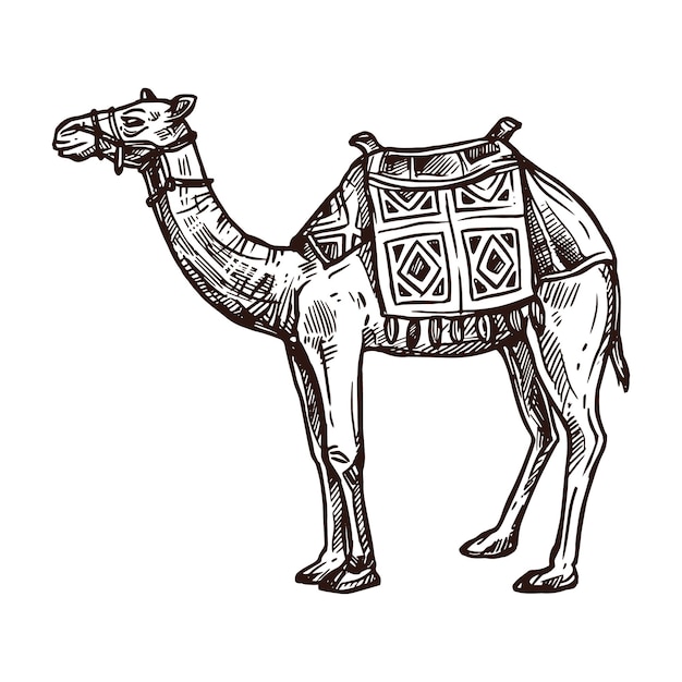 Cammello egiziano Animale dell'Antico Egitto nello schizzo