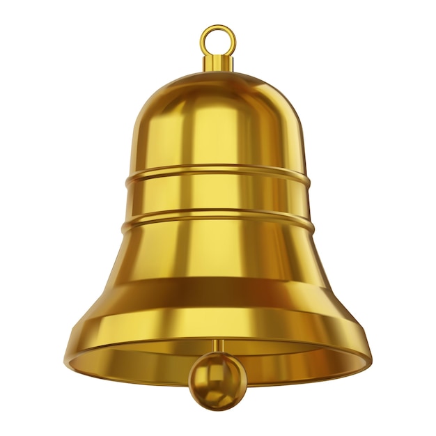 Campana d'oro isolata campana 3d illustrazione realistica