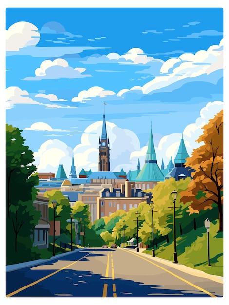 Canada Ottawa Vintage Poster di viaggio Souvenir Cartolina ritratto Pittura WPA Illustrazione