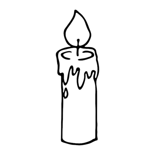 Candela aromatica che brucia Singola illustrazione del doodle Clipart disegnato a mano per il design del logo della carta