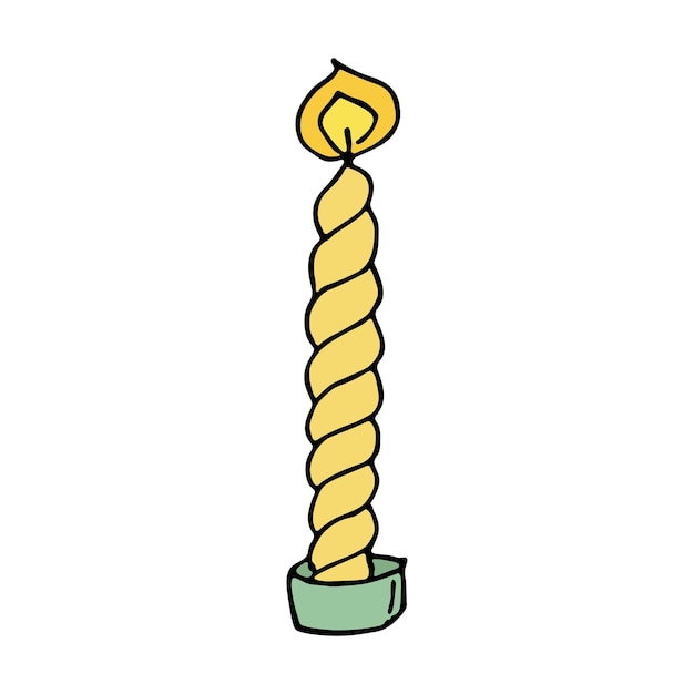 Candela aromatica che brucia Singola illustrazione del doodle Clipart disegnato a mano per il design del logo della carta