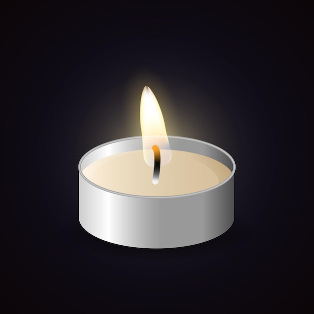 Candela da tè con illustrazione realistica della fiamma