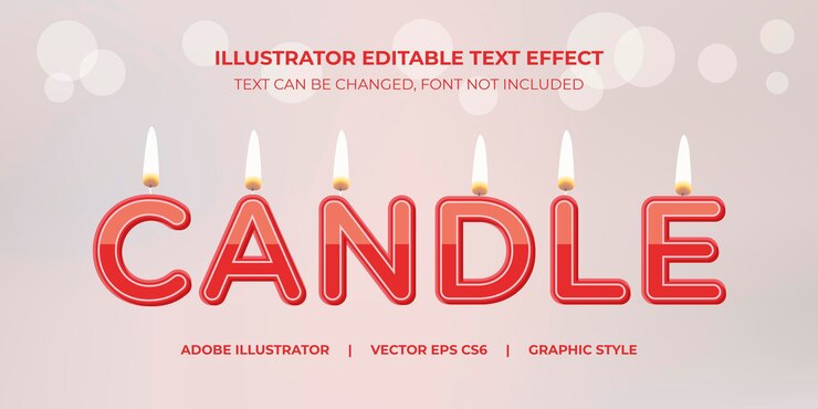 Candela in stile grafico con effetto testo vettoriale Illustrator