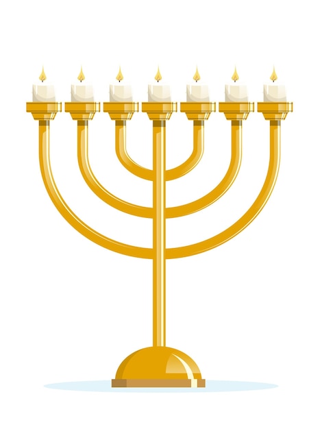 Candelabro ebraico dorato Menorah Hanukkah a sette rami