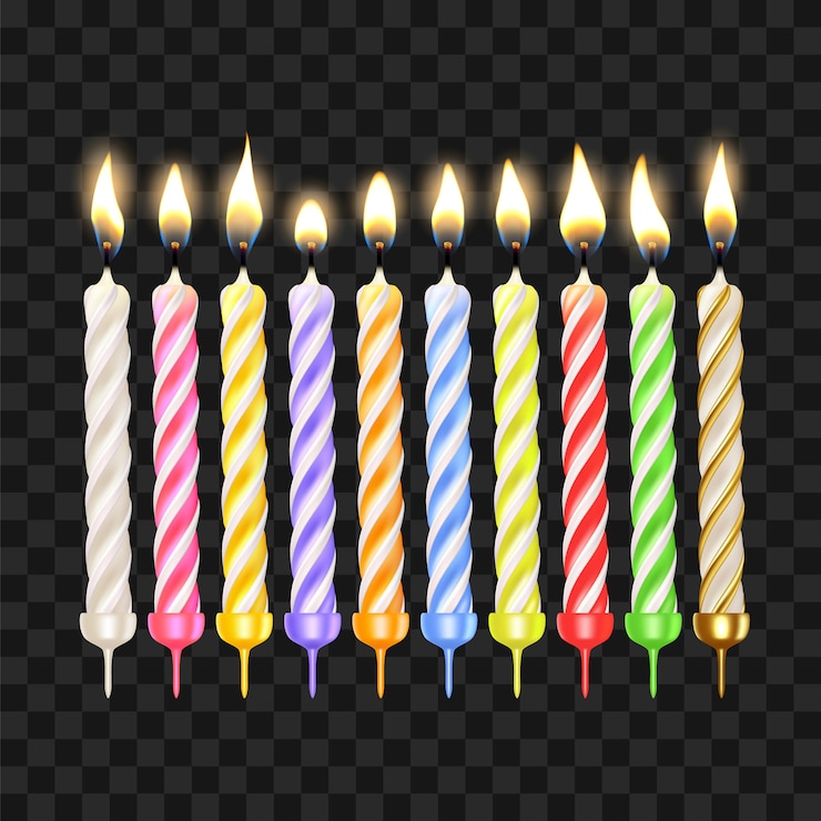 Vettore candele di compleanno in set di colori diversi