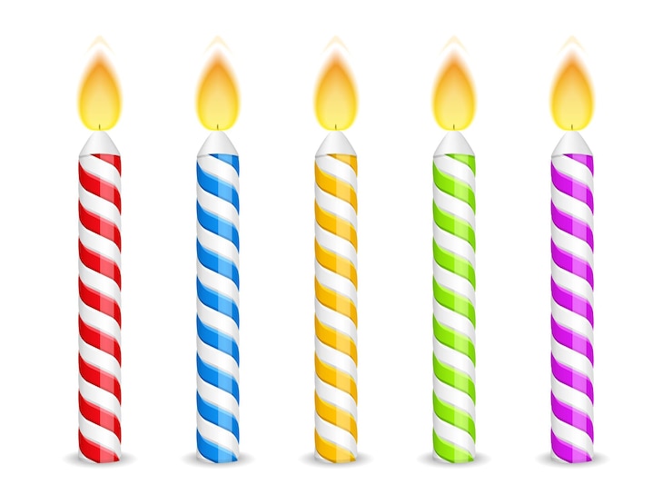 Vettore candele di compleanno su sfondo bianco illustrazione vettoriale eps10