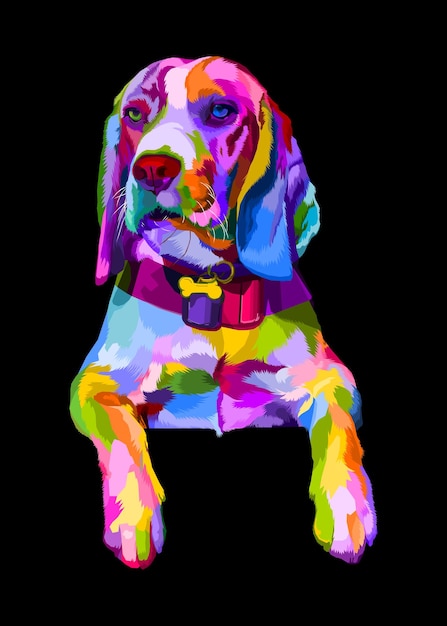 Cane Beagle colorato su animali poligonali geometrici pop art