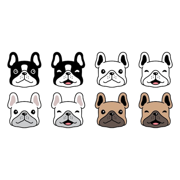cane bulldog francese viso testa sorriso cucciolo animale domestico personaggio dei cartoni animati