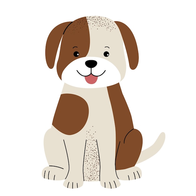 Cane caricaturistico carino animali domestici cucciolo illustrazione infantile stile per bambini