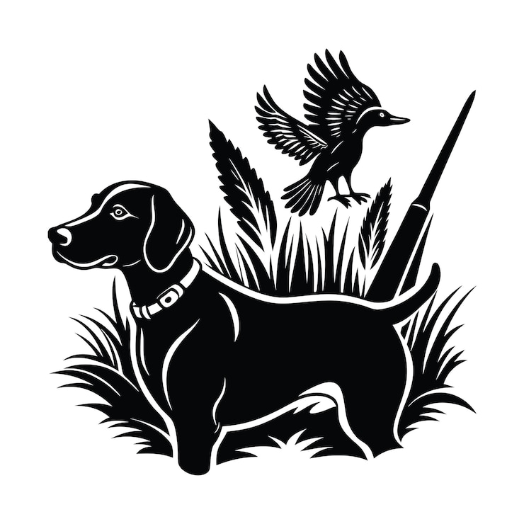 Vettore cane da caccia a anatra svg