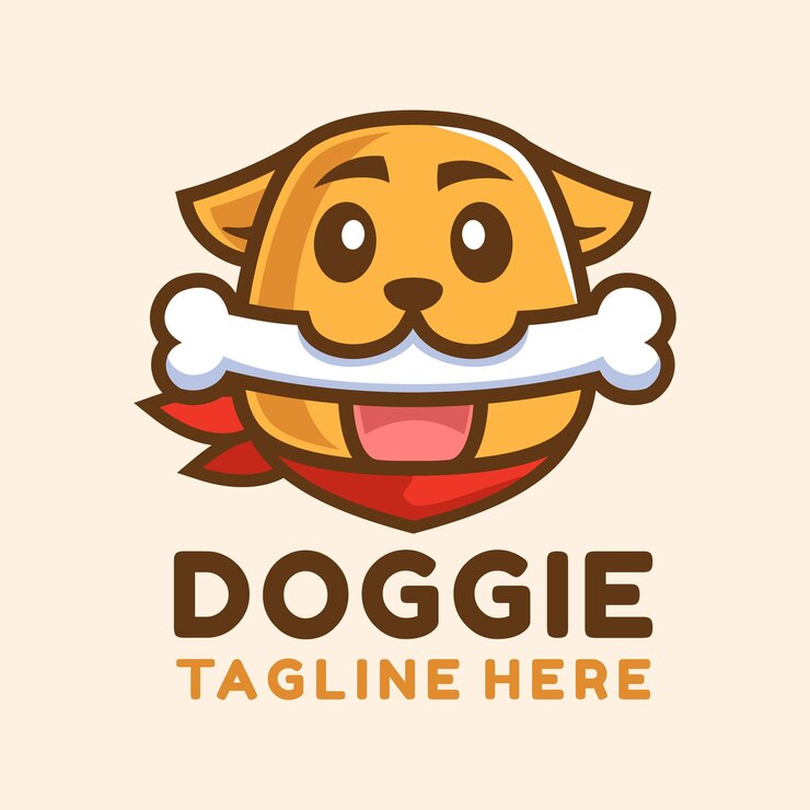 cane dei cartoni animati con design del logo osso bianco