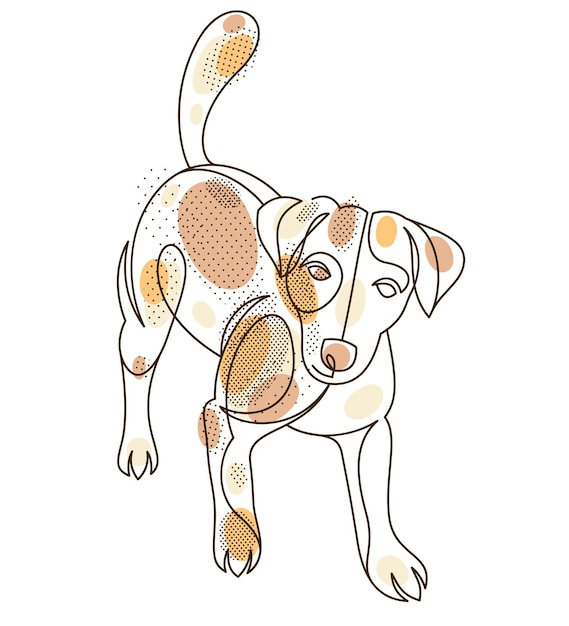 Cane divertente illustrazione vettoriale lineare isolato Jack Russel Terrier animale domestico giocoso e carino cane adorabile