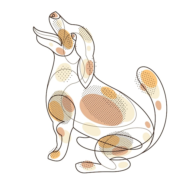 Cane divertente illustrazione vettoriale lineare isolato Jack Russel Terrier animale domestico giocoso e carino cane adorabile