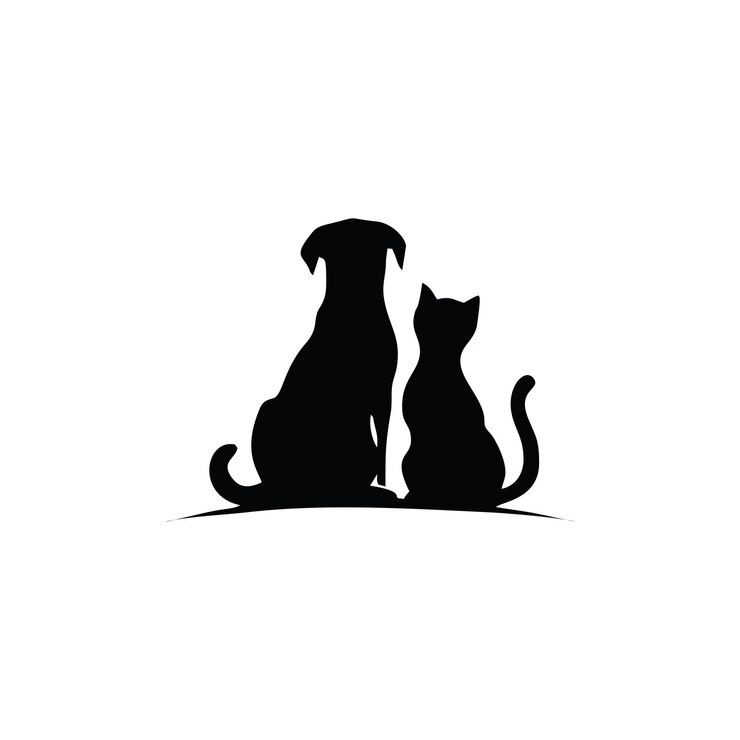 Cane e gatto logo moderno disegno vettoriale illustrazione artistica