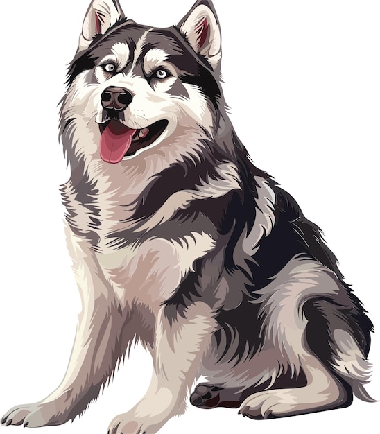 Cane Husky siberiano adorabile illustrazione vettoriale artistica