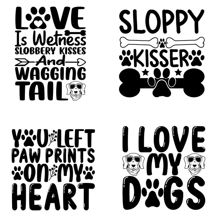 Vettore cane mamma svg bundle cane svg zampa svg cane amante svg