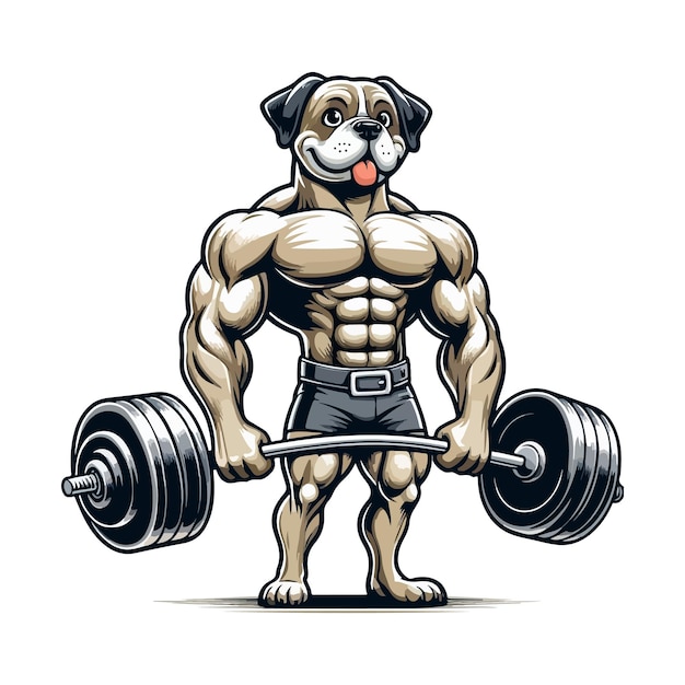 Cane molto arrabbiato bestia maschile bodybuilder illustrazione vettoriale Generative Ai