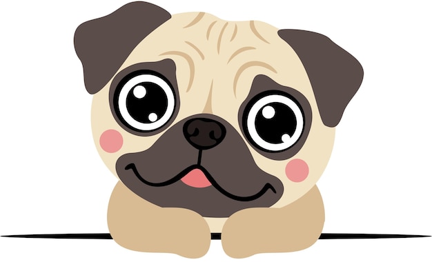Cane Pug dall'aspetto amichevole che sbircia