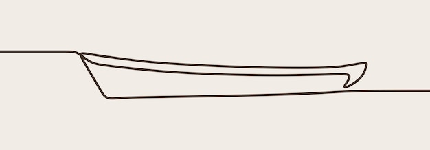 Canoa a una linea continua a linea singola disegnata a mano