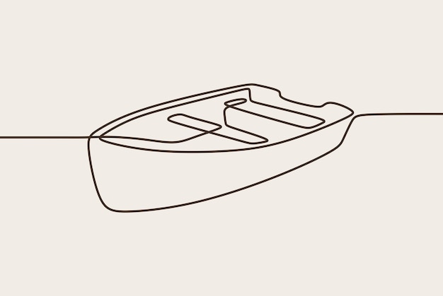 Canoa a una linea continua a linea singola disegnata a mano