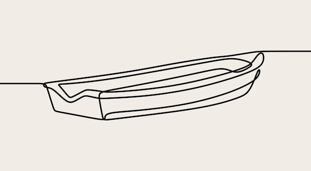 Canoa a una linea continua a linea singola disegnata a mano