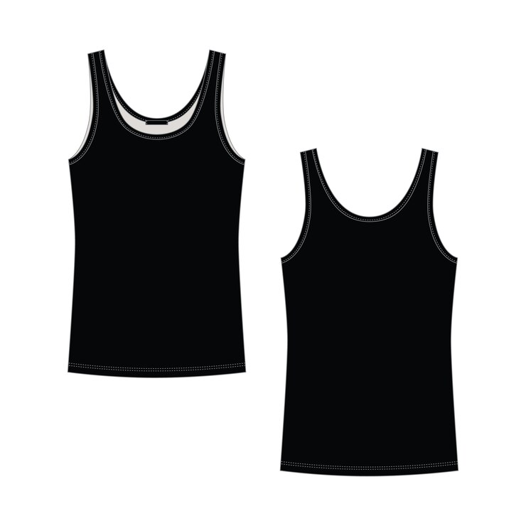 Vettore canotta tecnica schizzo nero per ragazze isolate. intimo donna.