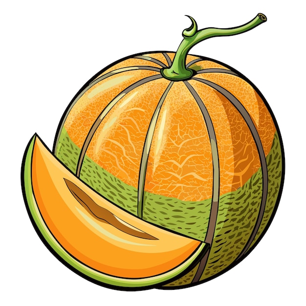 Cantaloupe vettor animato Illustrazione concetto di opera d'arte in stile piatto
