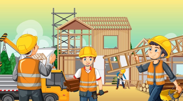 Cantiere edile con i lavoratori
