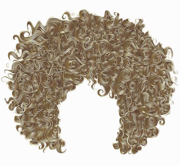 Capelli biondi ricci alla moda. realistico. acconciatura sferica. stile di bellezza alla moda.