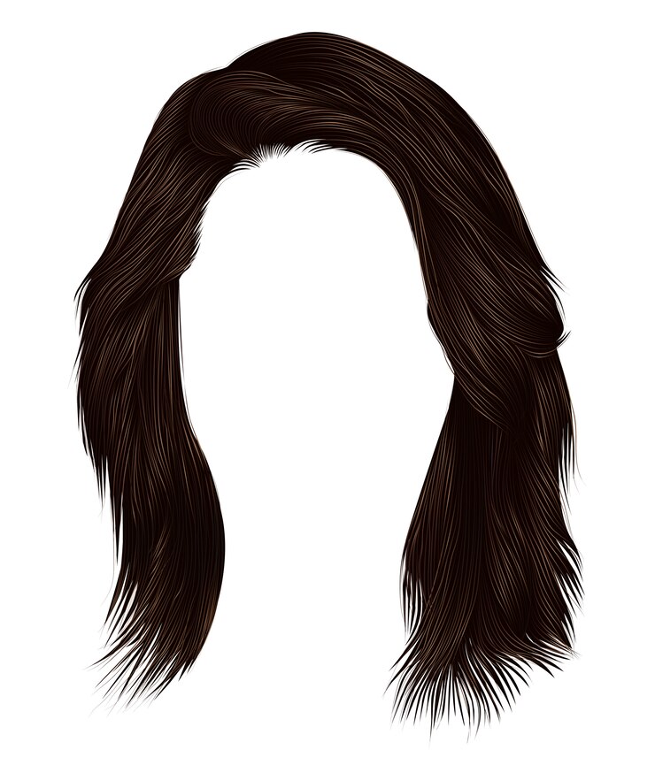 Capelli donna alla moda colore marrone scuro. lunghezza media . stile di bellezza. realistico.