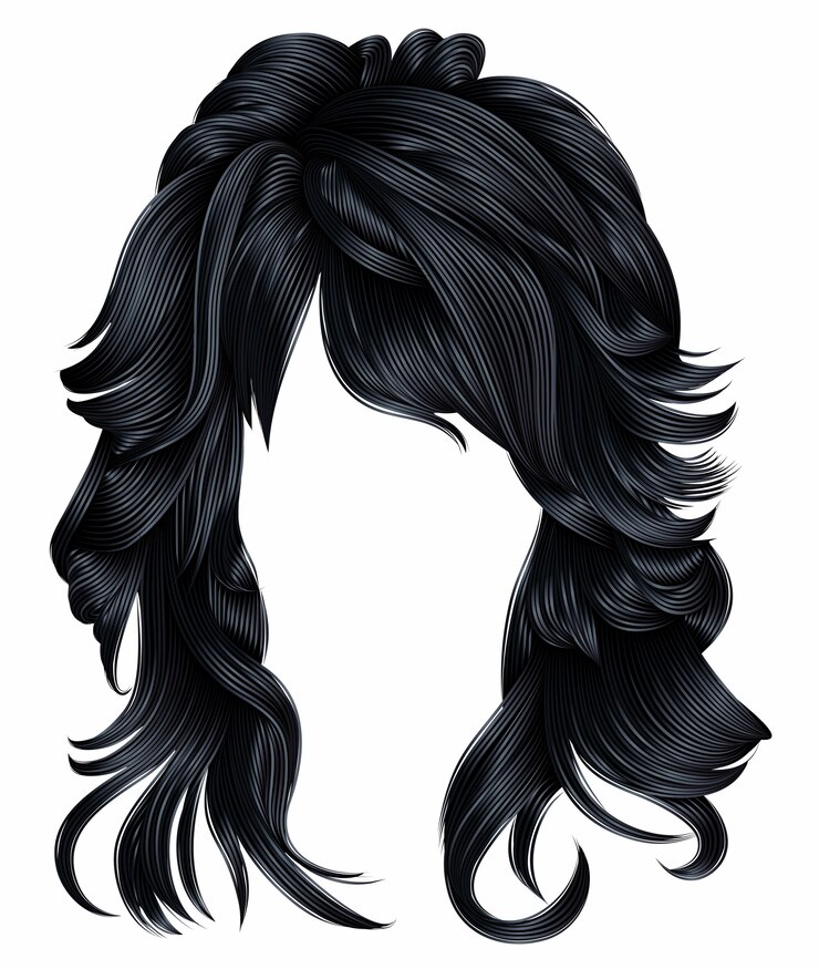Capelli lunghi donna alla moda bruna colori marrone scuro. moda di bellezza. realistico