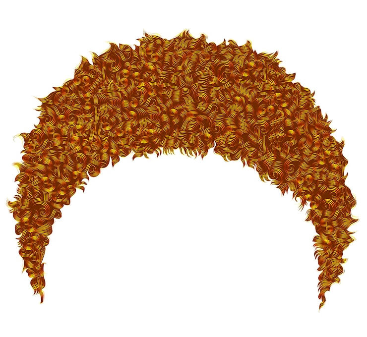Vettore capelli rossi corti africani ricci alla moda. 3d realistico. unisex afro