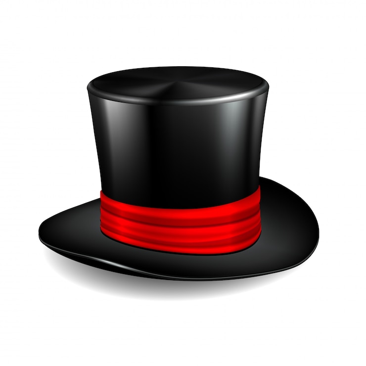 Vettore cappello a cilindro nero con nastro rosso