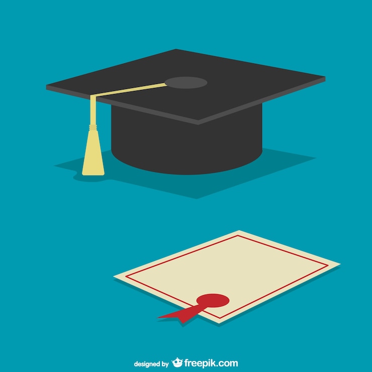 Vettore cappello di laurea e diploma