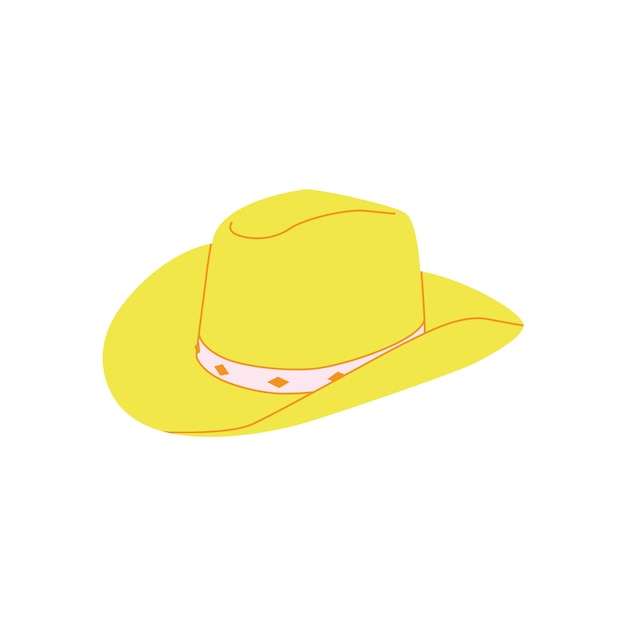 Cappello giallo da cowgirl del fumetto con strass arancio Stile di moda del western selvaggio West Cowboy