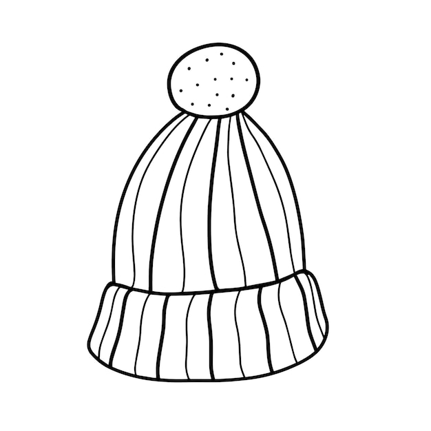 Cappello lavorato a maglia in stile scandinavo Illustrazione vettoriale in stile Doodle Abiti blu Design per la stampa di pacchetti di cartoline