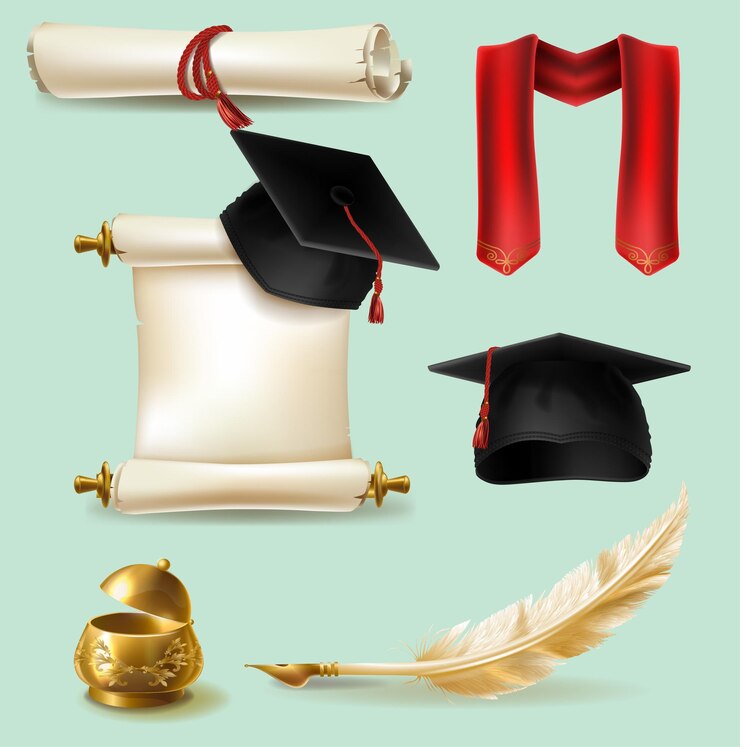 Vettore cappello universitario di laurea per la classe del 2023 su uno sfondo bianco università o college