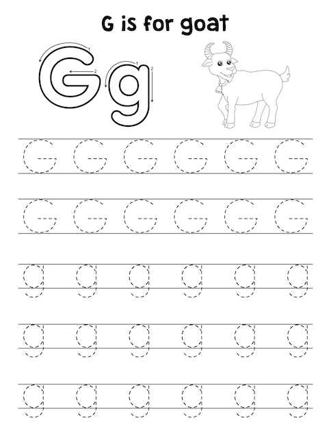 Capra Animal Tracing Letter ABC Pagina da colorare G