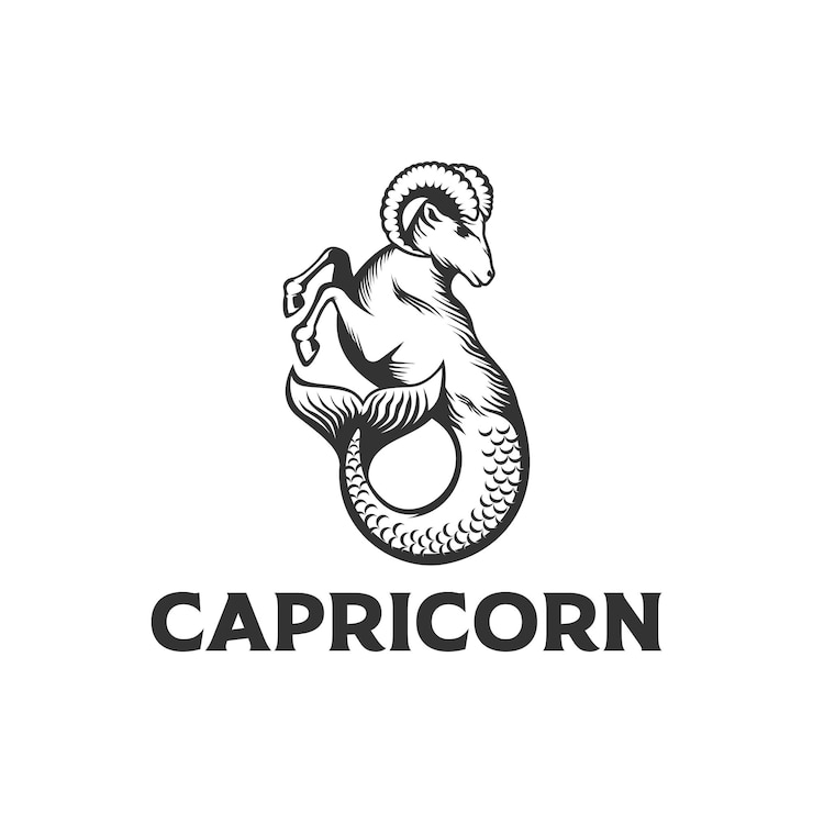 Vettore capricorno logo ispirazione zodiaco capra di mare